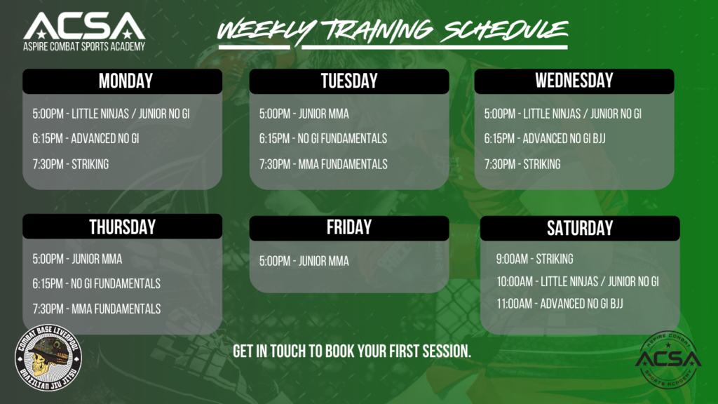 Timetable for Aspire MMA